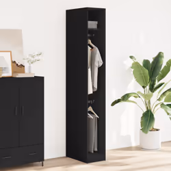 vidaXL Wardrobe Clothing Storage Hanger Clothes Cabinet Closet Engineered Wood - black, 30 x 50 x 200 cm/ 1 shelf piece - Additional view 2