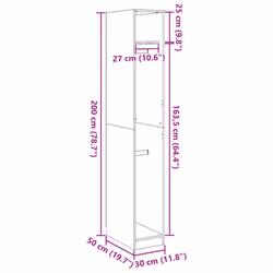 vidaXL Wardrobe Clothing Storage Hanger Clothes Cabinet Closet Engineered Wood - black, 30 x 50 x 200 cm/ 1 shelf piece - Additional view 3