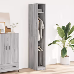 vidaXL Wardrobe Clothing Storage Hanger Clothes Cabinet Closet Engineered Wood - grey sonoma, 30 x 50 x 200 cm/ 1 shelf piece - Additional view 2