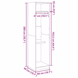 vidaXL Wardrobe Clothing Storage Hanger Clothes Cabinet Closet Engineered Wood - grey sonoma, 50 x 50 x 200 cm/ 1 shelf piece - Additional view 8