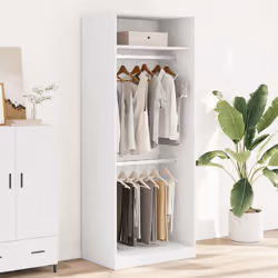 vidaXL Wardrobe Clothing Storage Hanger Clothes Cabinet Closet Engineered Wood - white, 80 x 50 x 200 cm/ 1 shelf piece - Additional view 2