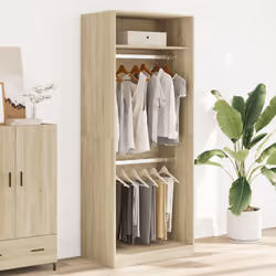 vidaXL Wardrobe Clothing Storage Hanger Clothes Cabinet Closet Engineered Wood - sonoma oak, 80 x 50 x 200 cm/ 1 shelf piece - Additional view 2