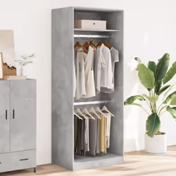 vidaXL Wardrobe Clothing Storage Hanger Clothes Cabinet Closet Engineered Wood - concrete grey, 80 x 50 x 200 cm/ 1 shelf piece - Additional view 2
