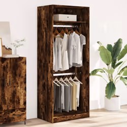 vidaXL Wardrobe Clothing Storage Hanger Clothes Cabinet Closet Engineered Wood - smoked oak, 80 x 50 x 200 cm/ 1 shelf piece - Additional view 2
