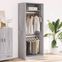vidaXL Wardrobe Clothing Storage Hanger Clothes Cabinet Closet Engineered Wood - grey sonoma, 80 x 50 x 200 cm/ 1 shelf piece - Additional view 2