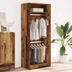 vidaXL Wardrobe Clothing Storage Hanger Clothes Cabinet Closet Engineered Wood - old wood, 80 x 50 x 200 cm/ 1 shelf piece - Additional view 2