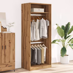 vidaXL Wardrobe Clothing Storage Hanger Clothes Cabinet Closet Engineered Wood - oak, 80 x 50 x 200 cm/ 1 shelf piece - Additional view 2