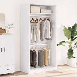 vidaXL Wardrobe Clothing Storage Hanger Clothes Cabinet Closet Engineered Wood - white, 100 x 50 x 200 cm/ 1 shelf piece - Additional view 2