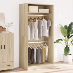 vidaXL Wardrobe Clothing Storage Hanger Clothes Cabinet Closet Engineered Wood - sonoma oak, 100 x 50 x 200 cm/ 1 shelf piece - Additional view 2