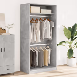 vidaXL Wardrobe Clothing Storage Hanger Clothes Cabinet Closet Engineered Wood - concrete grey, 100 x 50 x 200 cm/ 1 shelf piece - Additional view 2