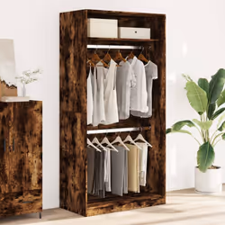 vidaXL Wardrobe Clothing Storage Hanger Clothes Cabinet Closet Engineered Wood - smoked oak, 100 x 50 x 200 cm/ 1 shelf piece - Additional view 2