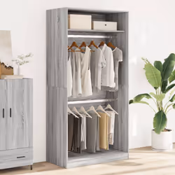 vidaXL Wardrobe Clothing Storage Hanger Clothes Cabinet Closet Engineered Wood - grey sonoma, 100 x 50 x 200 cm/ 1 shelf piece - Additional view 2