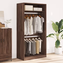 vidaXL Wardrobe Clothing Storage Hanger Clothes Cabinet Closet Engineered Wood - brown oak, 100 x 50 x 200 cm/ 1 shelf piece - Additional view 2