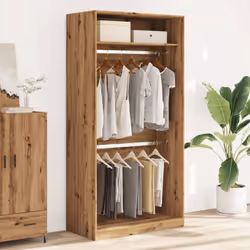 vidaXL Wardrobe Clothing Storage Hanger Clothes Cabinet Closet Engineered Wood - oak, 100 x 50 x 200 cm/ 1 shelf piece - Additional view 2