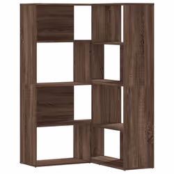 vidaXL Corner Bookcase 4-Tier Corner Bookshelf Storage Cabinet Engineered Wood - brown oak