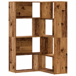 vidaXL Corner Bookcase 4-Tier Corner Bookshelf Storage Cabinet Engineered Wood - old wood