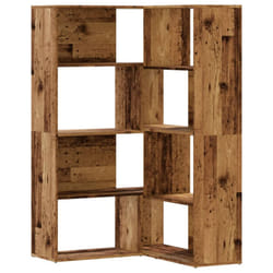 vidaXL Corner Bookcase 4-Tier Corner Bookshelf Storage Cabinet Engineered Wood - old wood