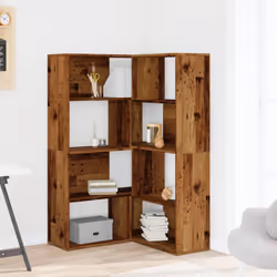 vidaXL Corner Bookcase 4-Tier Corner Bookshelf Storage Cabinet Engineered Wood - old wood