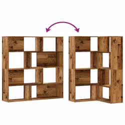 vidaXL Corner Bookcase 4-Tier Corner Bookshelf Storage Cabinet Engineered Wood - old wood - Additional view 6