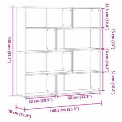 vidaXL Corner Bookcase 4-Tier Corner Bookshelf Storage Cabinet Engineered Wood - old wood - Additional view 9