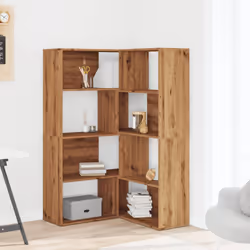 vidaXL Corner Bookcase 4-Tier Corner Bookshelf Storage Cabinet Engineered Wood - oak
