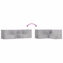 vidaXL Corner Cabinet Corner Shelf Unit Bookcase Engineered Wood - concrete grey - Additional view 6