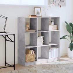 vidaXL Bookcase Bookshelf Rack Storage Cabinet Engineered Wood - concrete grey, 102 x 32 x 108 cm - Additional view 2