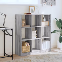 vidaXL Bookcase Bookshelf Rack Storage Cabinet Engineered Wood - grey sonoma, 102 x 32 x 108 cm - Additional view 2