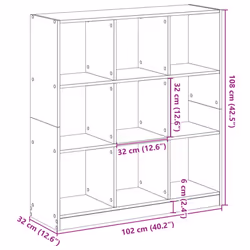 vidaXL Bookcase Bookshelf Rack Storage Cabinet Engineered Wood - grey sonoma, 102 x 32 x 108 cm - Additional view 3