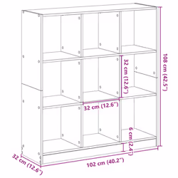 vidaXL Bookcase Bookshelf Rack Storage Cabinet Engineered Wood - brown oak, 102 x 32 x 108 cm - Additional view 8