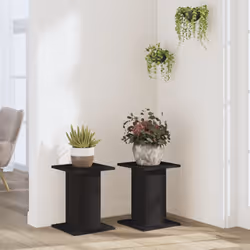 vidaXL Plant Stands Garden Plant Pot Holder Flower Stand 2 pcs Engineered Wood - black, 30 x 30 x 40 cm