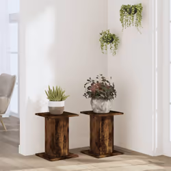 vidaXL Plant Stands Garden Plant Pot Holder Flower Stand 2 pcs Engineered Wood - smoked oak, 30 x 30 x 40 cm - Additional view 2