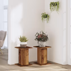 vidaXL Plant Stands Garden Plant Pot Holder Flower Stand 2 pcs Engineered Wood - old wood, 30 x 30 x 40 cm