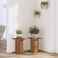 vidaXL Plant Stands Garden Plant Pot Holder Flower Stand 2 pcs Engineered Wood - oak, 30 x 30 x 40 cm