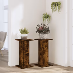vidaXL Plant Stands Garden Plant Pot Holder Flower Stand 2 pcs Engineered Wood - smoked oak, 30 x 30 x 60 cm - Additional view 2