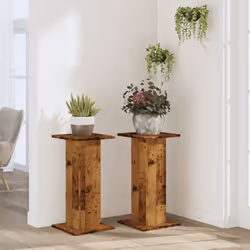 vidaXL Plant Stands Garden Plant Pot Holder Flower Stand 2 pcs Engineered Wood - old wood, 30 x 30 x 60 cm - Additional view 2