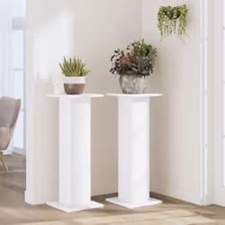 vidaXL Plant Stands Garden Plant Pot Holder Flower Stand 2 pcs Engineered Wood - white, 30 x 30 x 80 cm