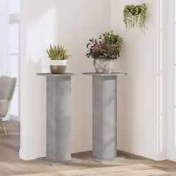 vidaXL Plant Stands Garden Plant Pot Holder Flower Stand 2 pcs Engineered Wood - concrete grey, 30 x 30 x 80 cm