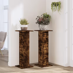 vidaXL Plant Stands Garden Plant Pot Holder Flower Stand 2 pcs Engineered Wood - smoked oak, 30 x 30 x 80 cm - Additional view 2