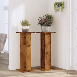vidaXL Plant Stands Garden Plant Pot Holder Flower Stand 2 pcs Engineered Wood - old wood, 30 x 30 x 80 cm