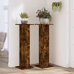 vidaXL Plant Stands Garden Plant Pot Holder Flower Stand 2 pcs Engineered Wood - smoked oak, 30 x 30 x 95 cm - Additional view 2