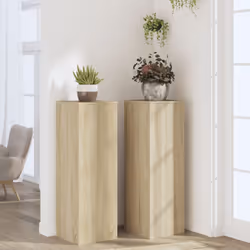 vidaXL Plant Stands Garden Plant Pot Holder Flower Stand 2 pcs Engineered wood - sonoma oak, 33 x 33 x 100 cm - Additional view 2