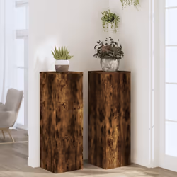 vidaXL Plant Stands Garden Plant Pot Holder Flower Stand 2 pcs Engineered wood - smoked oak, 33 x 33 x 100 cm - Additional view 2