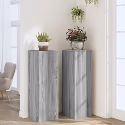 vidaXL Plant Stands Garden Plant Pot Holder Flower Stand 2 pcs Engineered wood - grey sonoma, 33 x 33 x 100 cm - Additional view 2