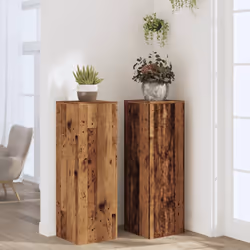 vidaXL Plant Stands Garden Plant Pot Holder Flower Stand 2 pcs Engineered wood - old wood, 33 x 33 x 100 cm - Additional view 2