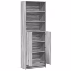 vidaXL Highboard with LED Sideboard Side Cabinet Cupboard Engineered Wood - grey sonoma, 69 x 32.5 x 200 cm - Additional view 8