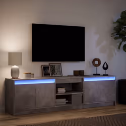 vidaXL TV Cabinet with LED TV Stand TV Unit Media Cabinet Engineered Wood - concrete grey, 180 x 34 x 50 cm - Additional view 4