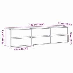 vidaXL TV Wall Cabinet with LED Lights TV Unit Wall Mounted Cabinet - brown oak, 180 x 31 x 45 cm/ 1 pcs - Additional view 3