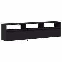 vidaXL TV Wall Cabinet with LED Floating TV Unit Wall Mounted Cabinet Black