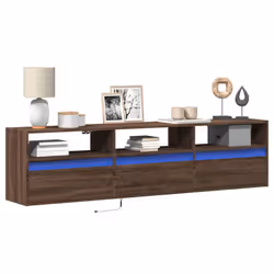 vidaXL TV Wall Cabinet with LED Floating TV Wall Unit TV Cabinet Brown Oak